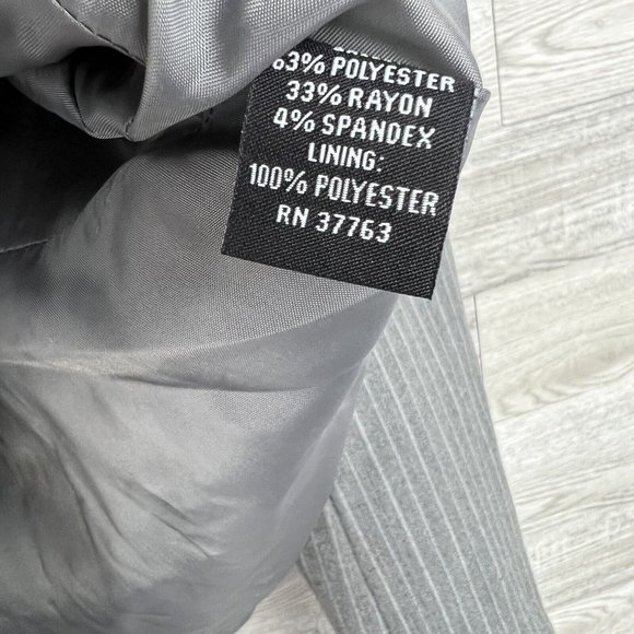 Rafaella Blazer Jacket Women Size 10 Gray Stripe Pockets Long Sleeve Career - Picture 5 of 7